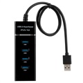 Universele 4-Poorts SuperSpeed USB 3.0 Hub - 25cm - Zwart